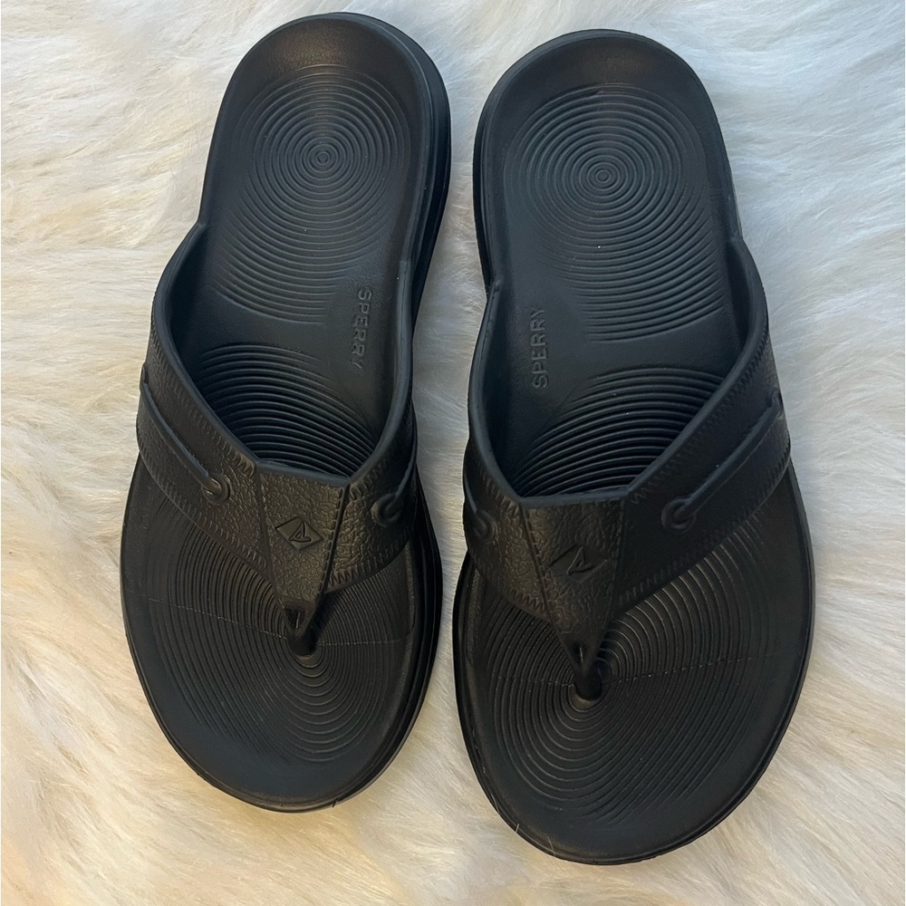 Sperry Windward Float Black Womens Thong Sandals Unisex Men Size 6, Women Size 8